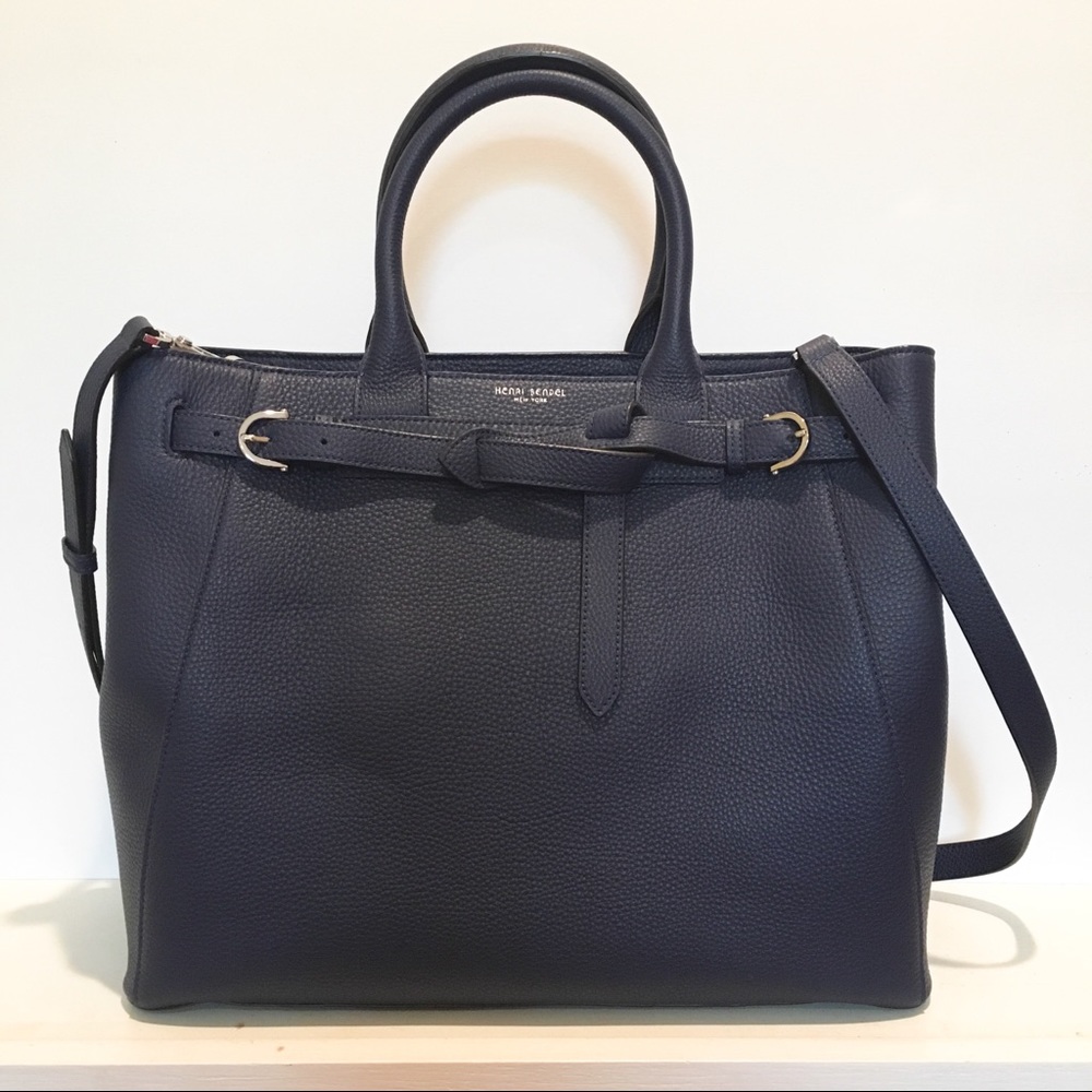 Henri Bendel navy blue large satchel.